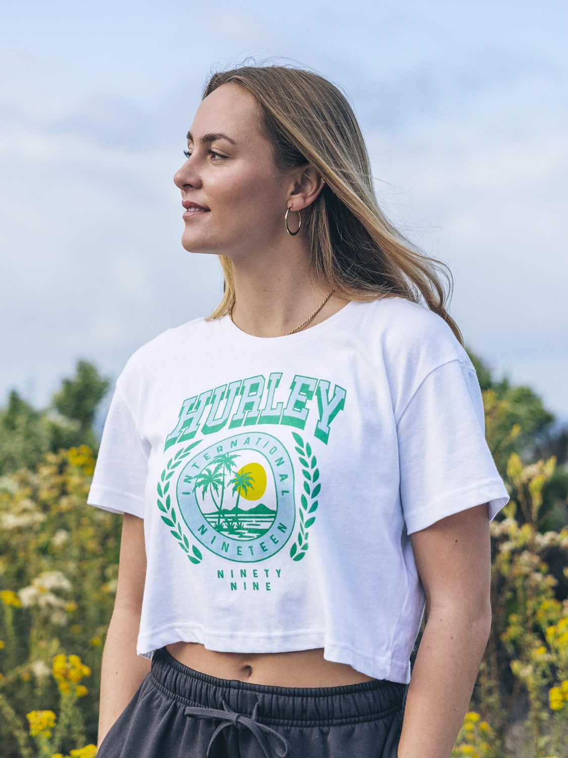 Academy Boxy Crop Tee White - Hurley