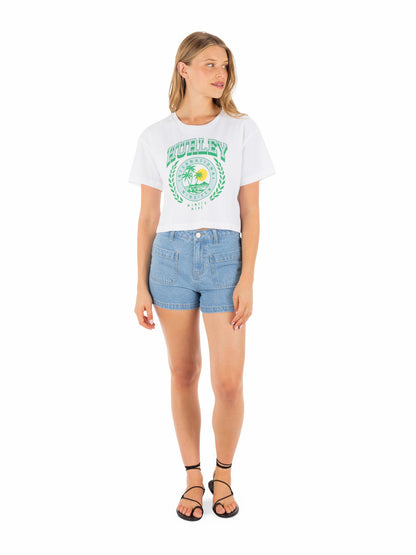 Academy Boxy Crop Tee White - Hurley