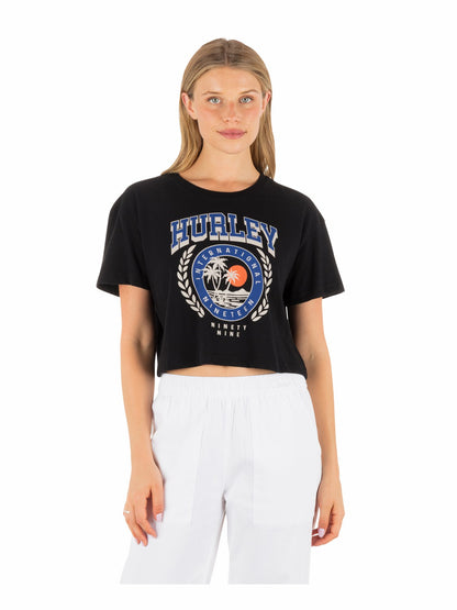 Academy Boxy Crop Tee Black - Hurley