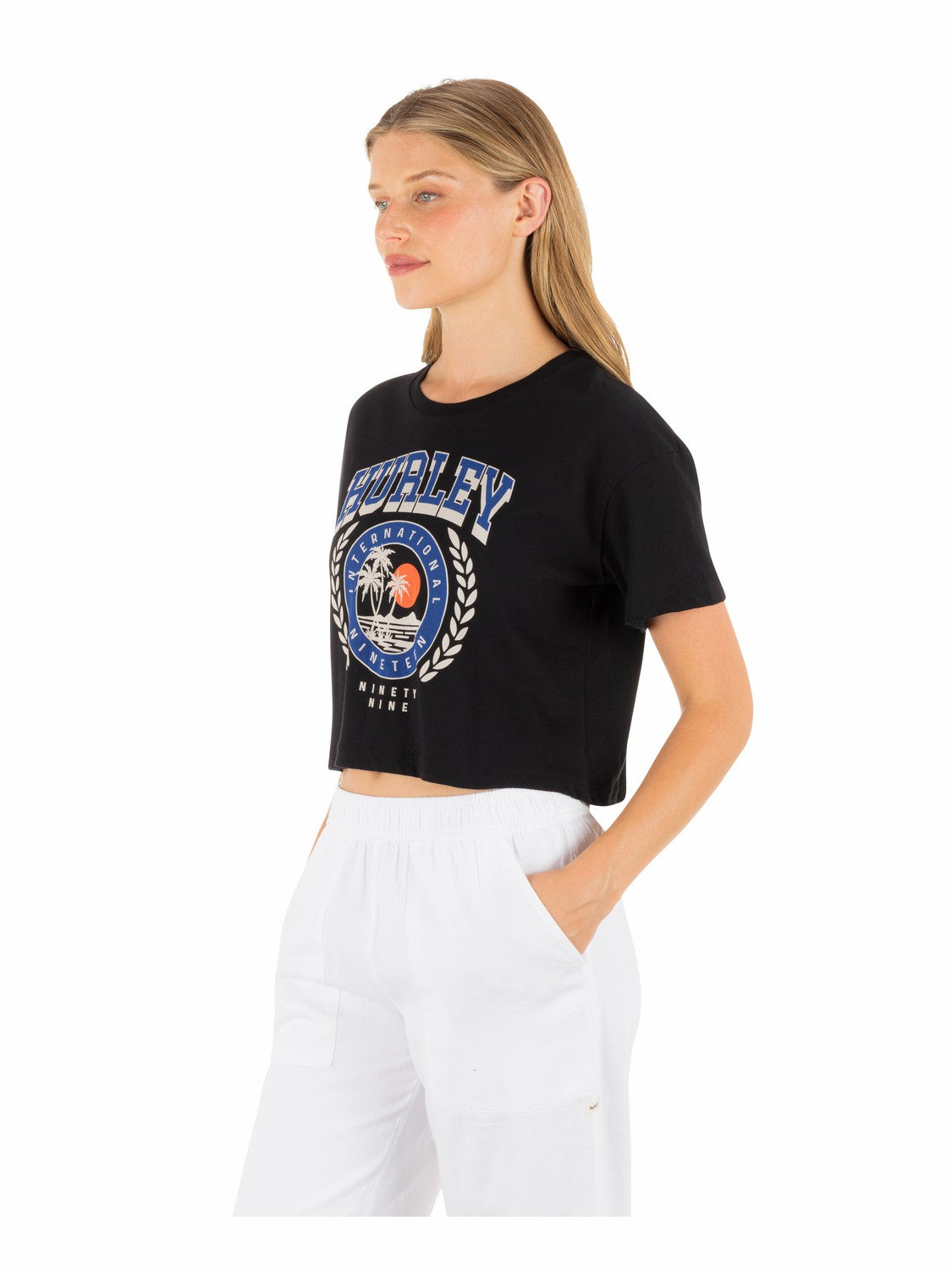 Academy Boxy Crop Tee Black - Hurley