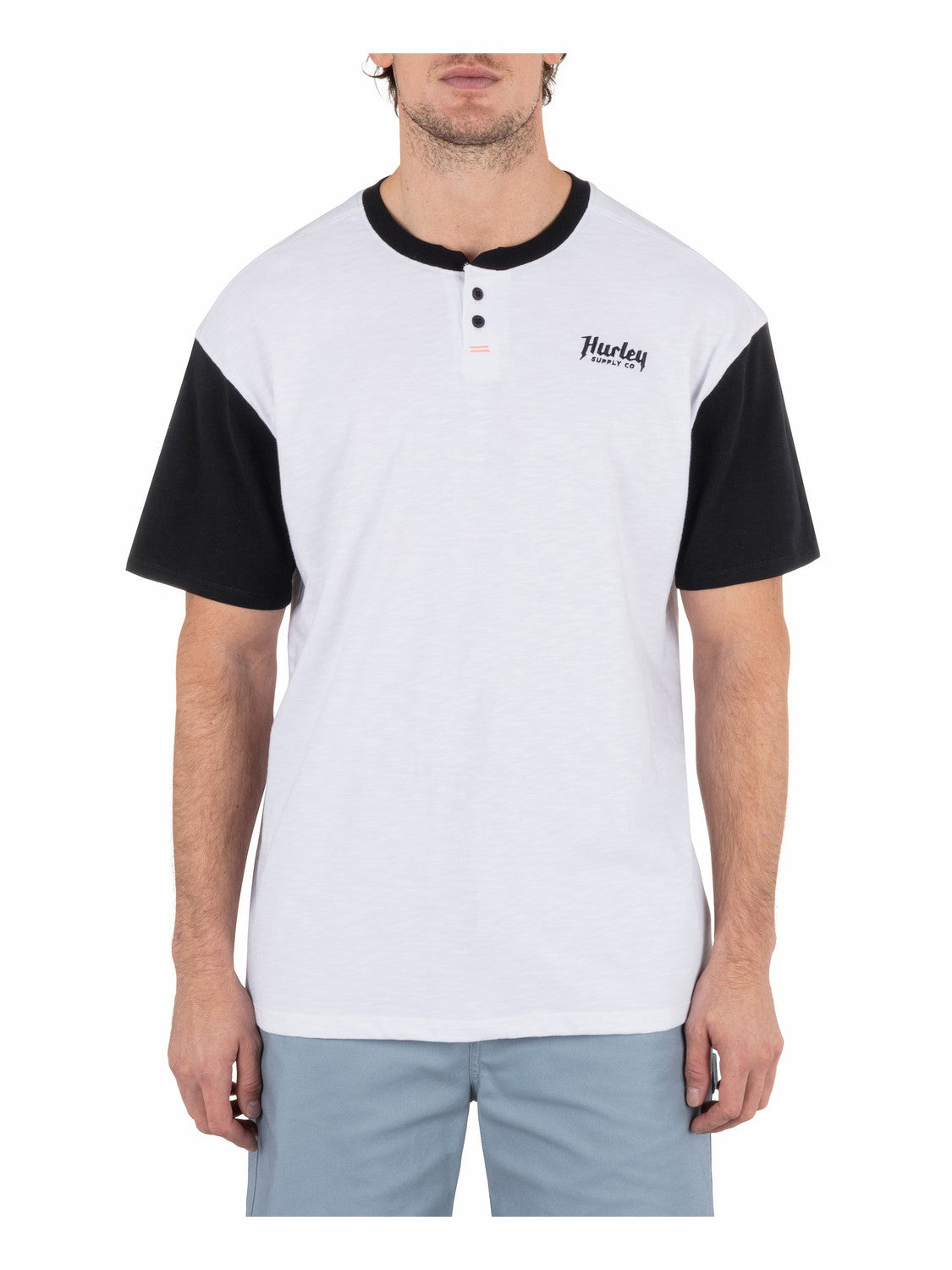 Merchant Henley Short Sleeve White - Hurley