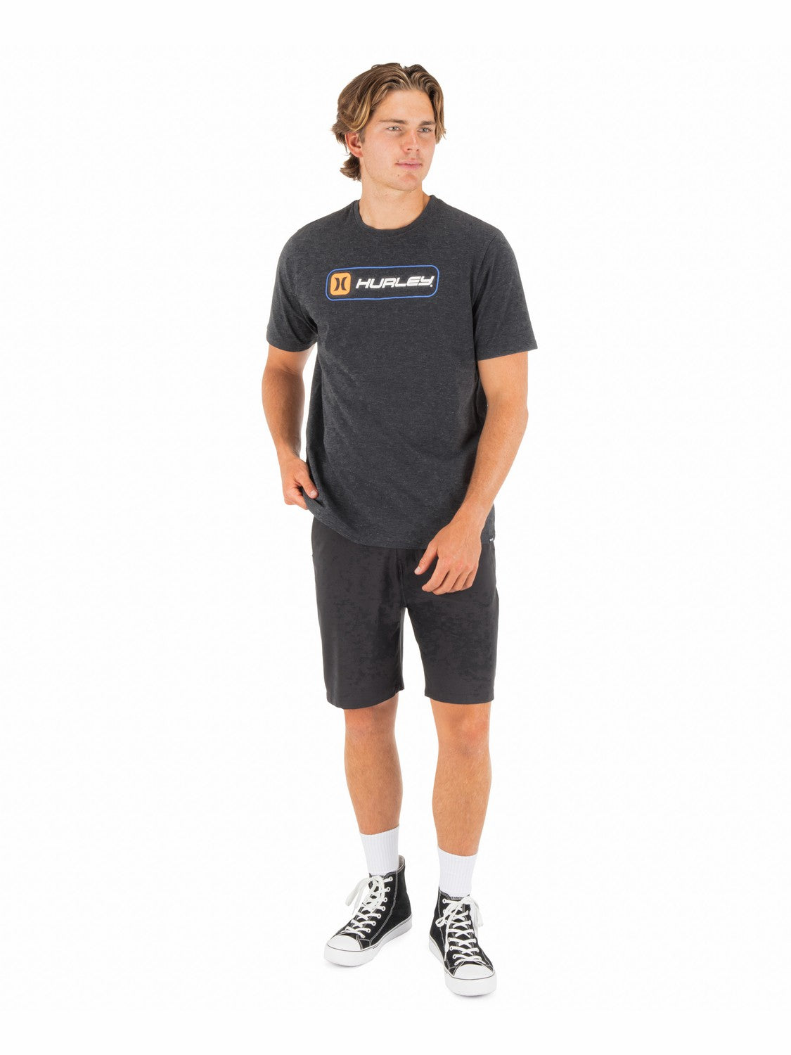 Inlined Slub Short Sleeve Black Heather - Hurley