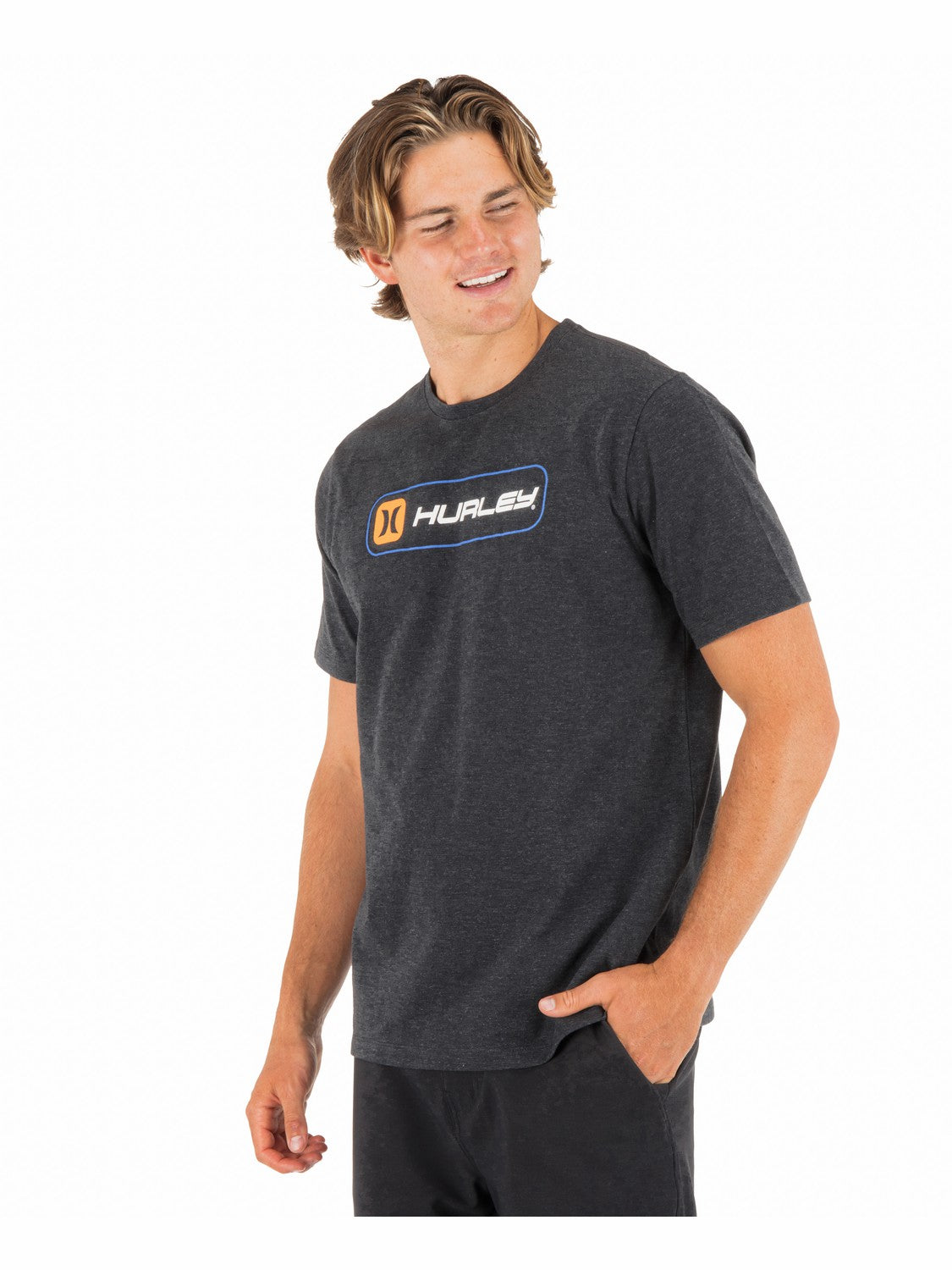 Inlined Slub Short Sleeve Black Heather - Hurley