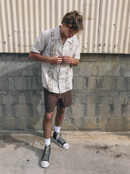 Sano Camp Embroidered Short Sleeve Bone - Hurley