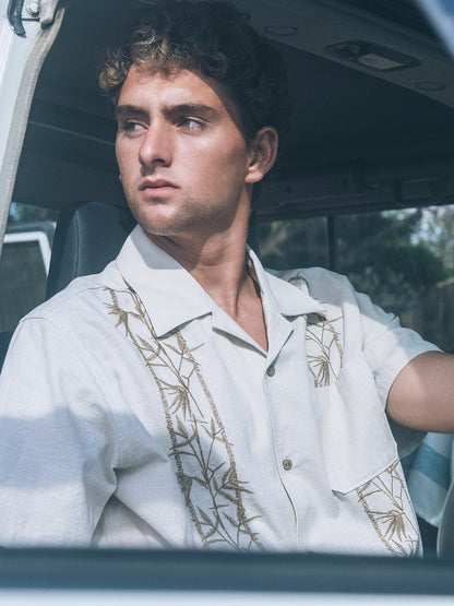 Sano Camp Embroidered Short Sleeve Bone - Hurley