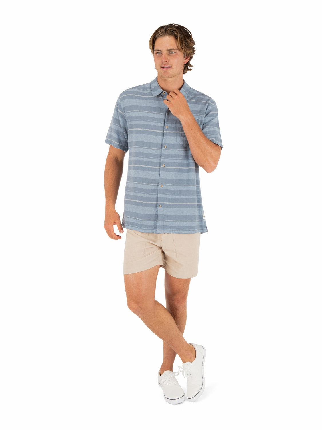 Oceanside Short Sleeve Worker Blue - Hurley