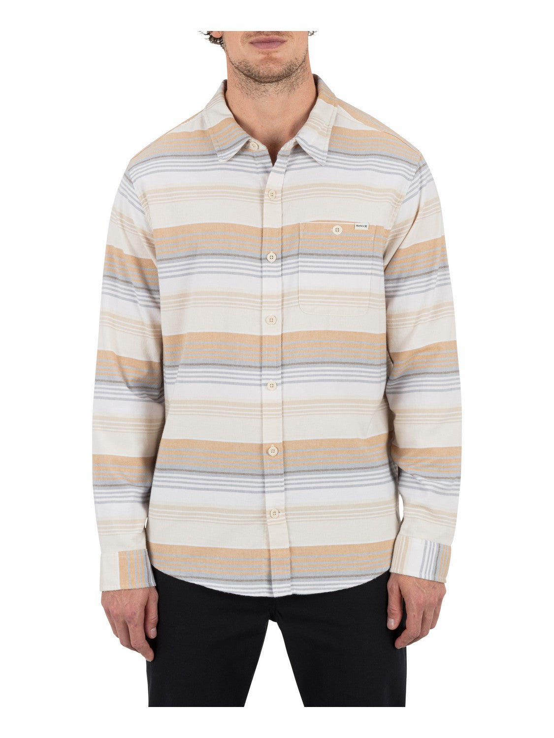 Portland Stripe Stretch Flannel Long Sleeve White - Hurley