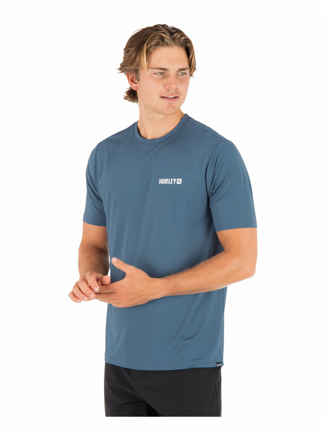 Hybrid UPF Short Sleeve Grey Teal - Hurley