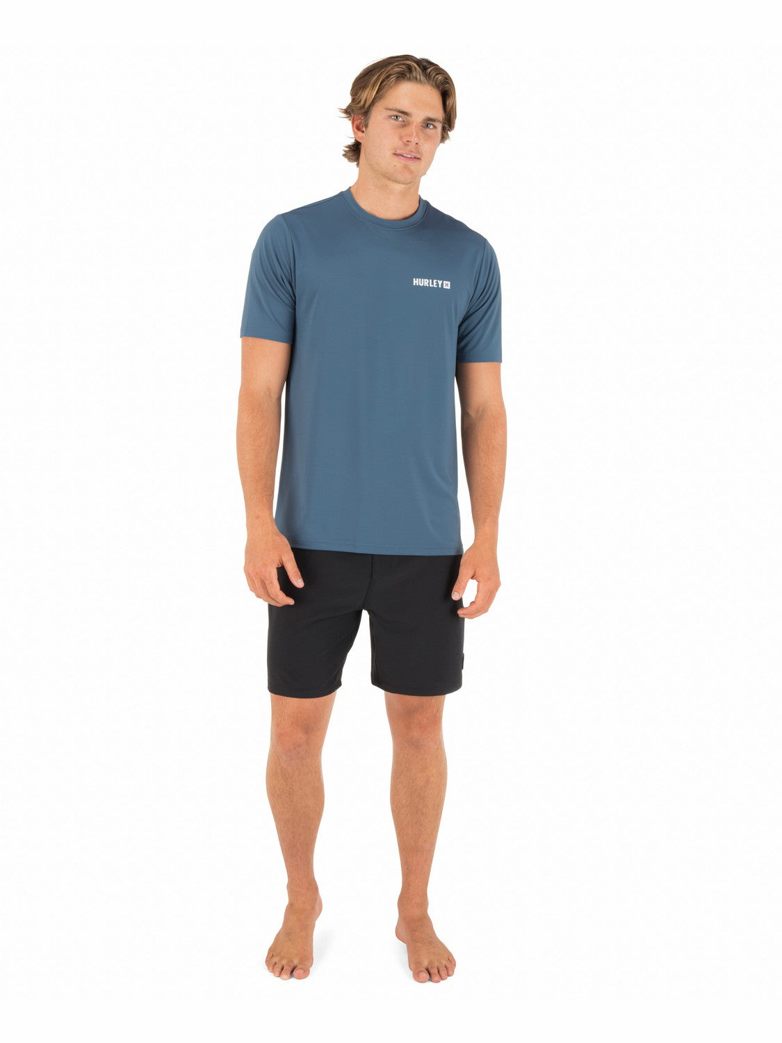 Hybrid UPF Short Sleeve Grey Teal - Hurley