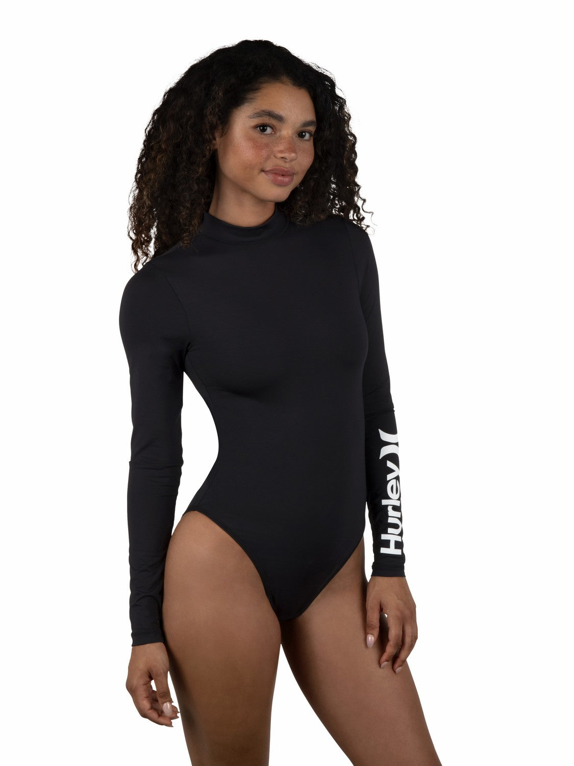 One & Only Mock Neck Zip Back Moderate Surf Suit Black - Hurley