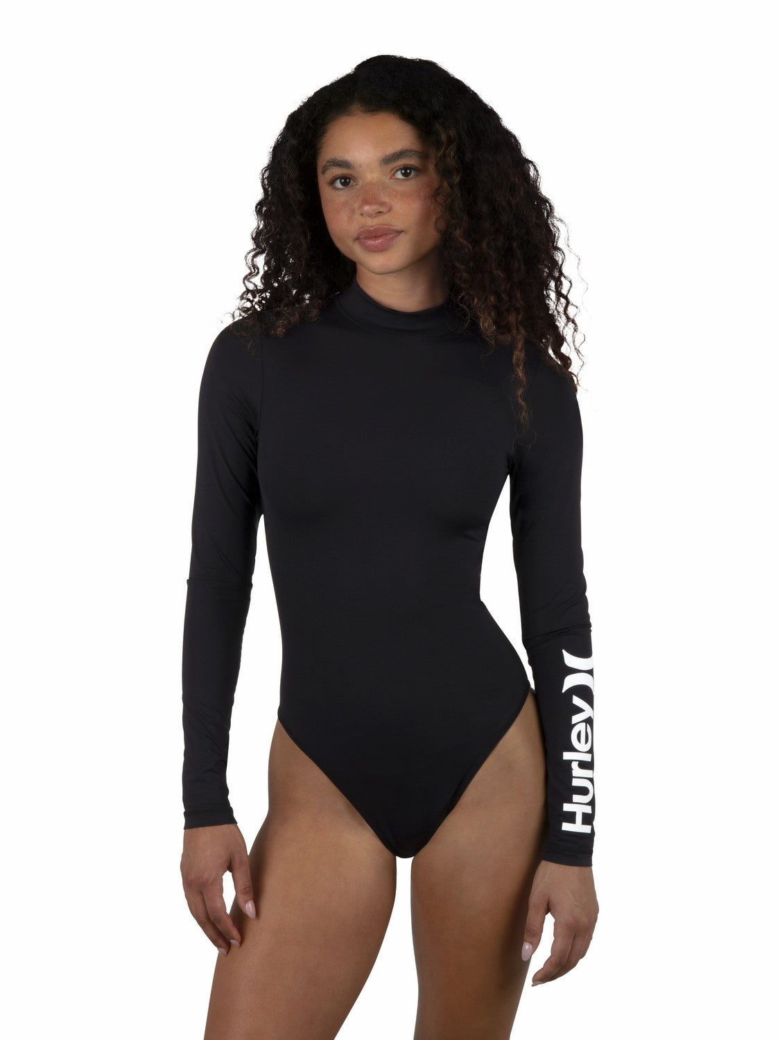 One & Only Mock Neck Zip Back Moderate Surf Suit Black - Hurley