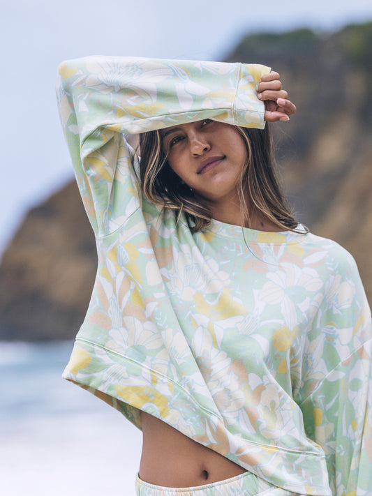 Safari Floral Boxy Crew Spray - Hurley