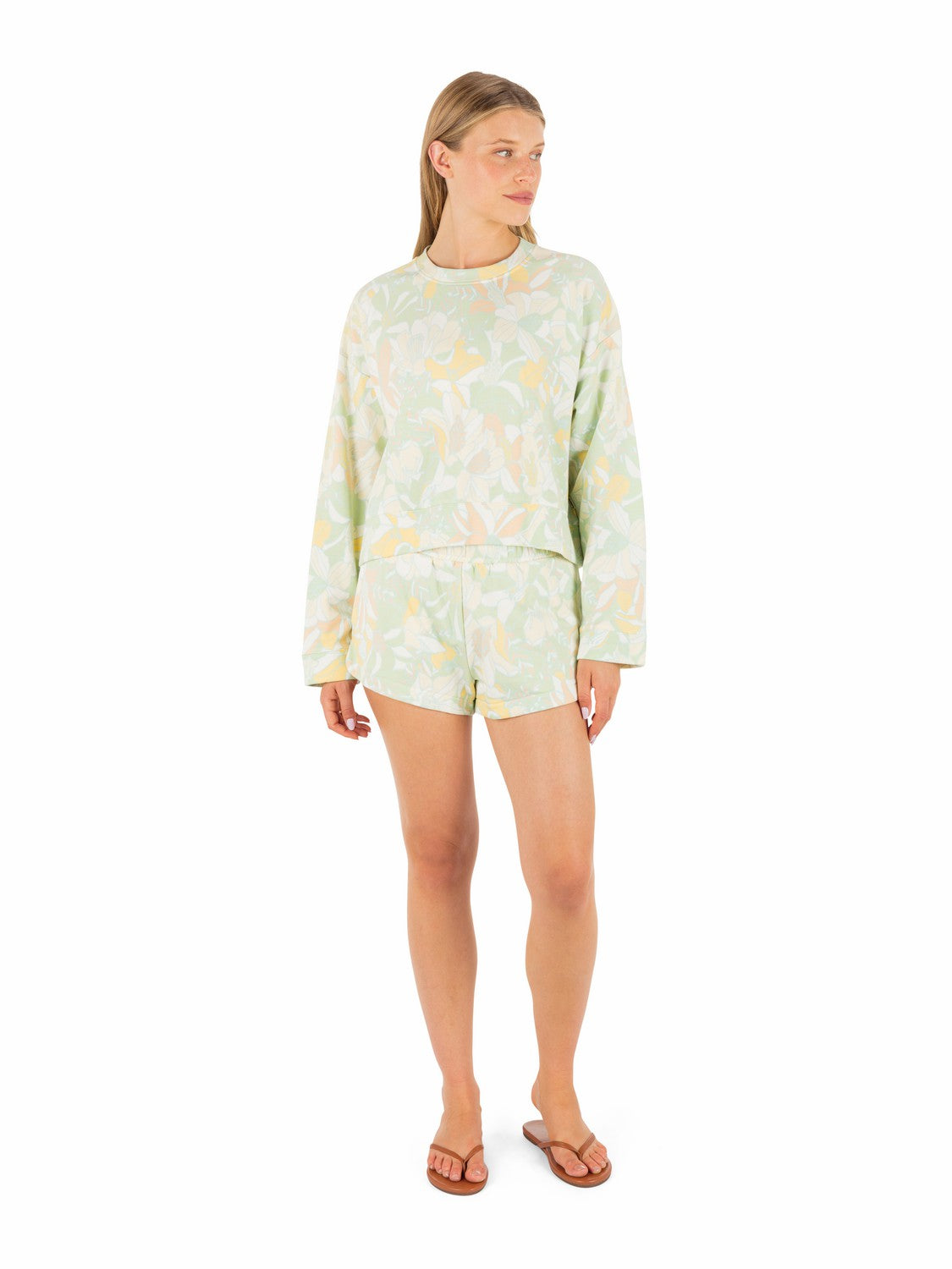 Safari Floral Boxy Crew Spray - Hurley