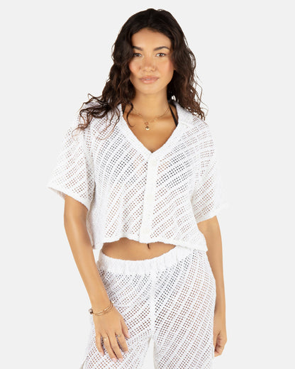 Crochet Camp Shirt White - Hurley