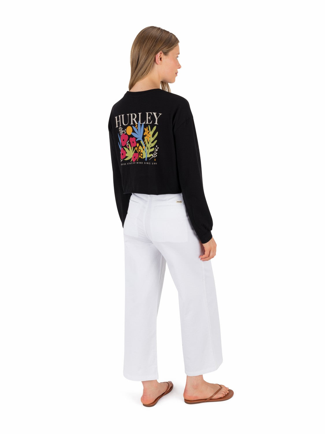 Floreal Long Sleeve Crop T-Shirt BLACK - Hurley
