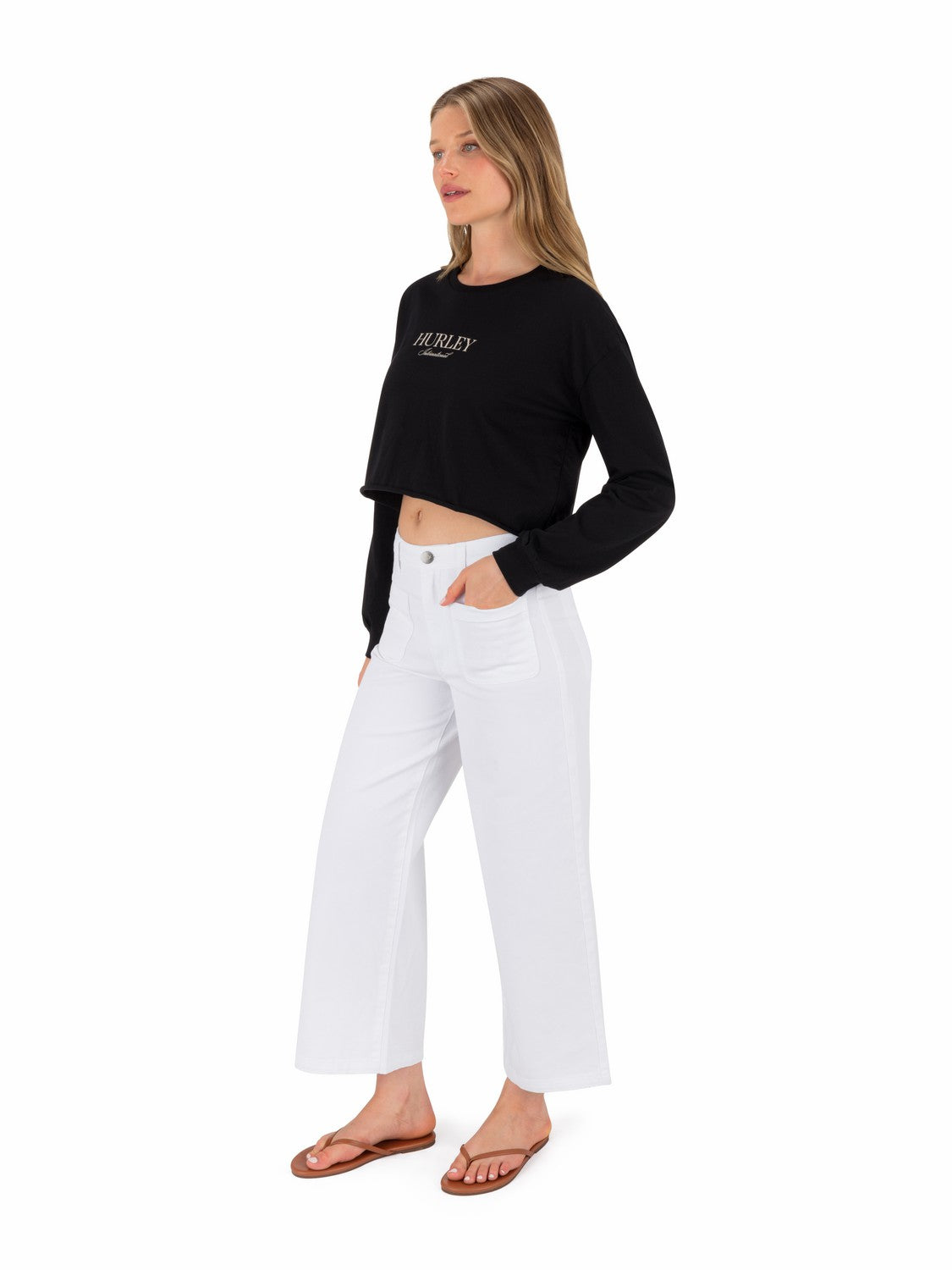 Floreal Long Sleeve Crop T-Shirt BLACK - Hurley