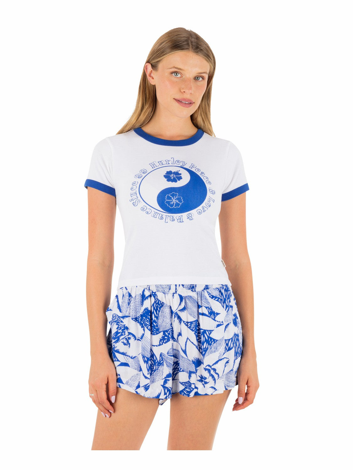 Peace Out Ringer Baby Tee Hydro - Hurley