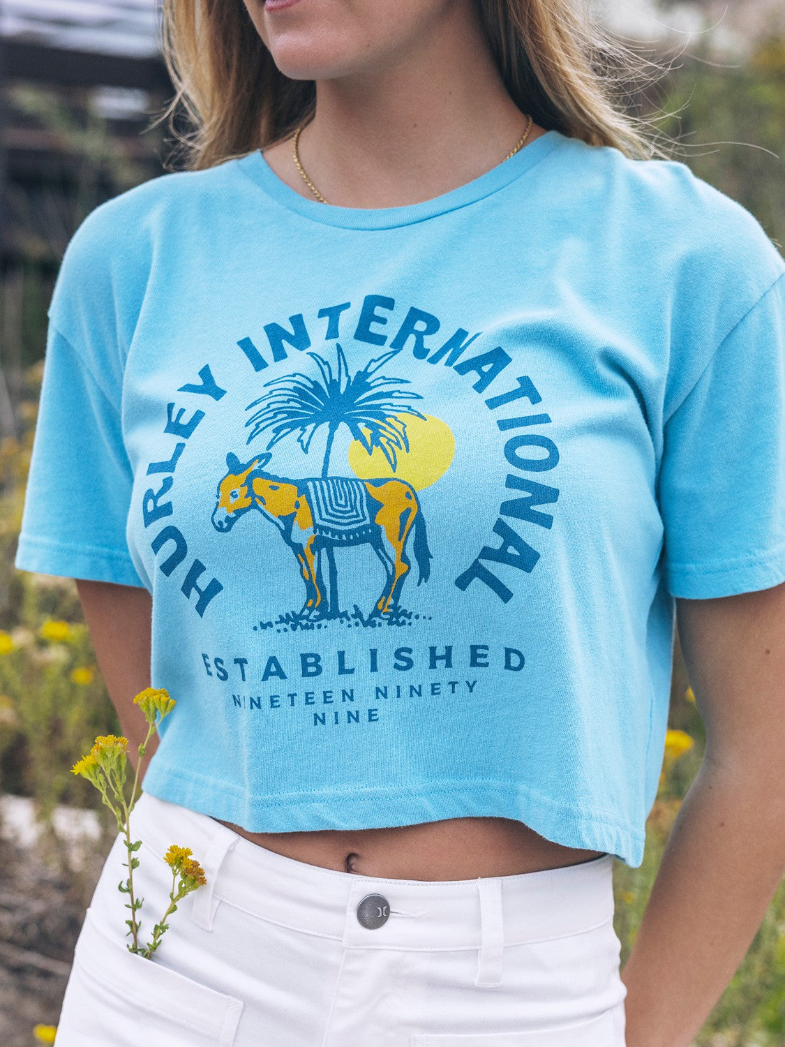 Burro Boxy Crop Tee Maui Blue - Hurley