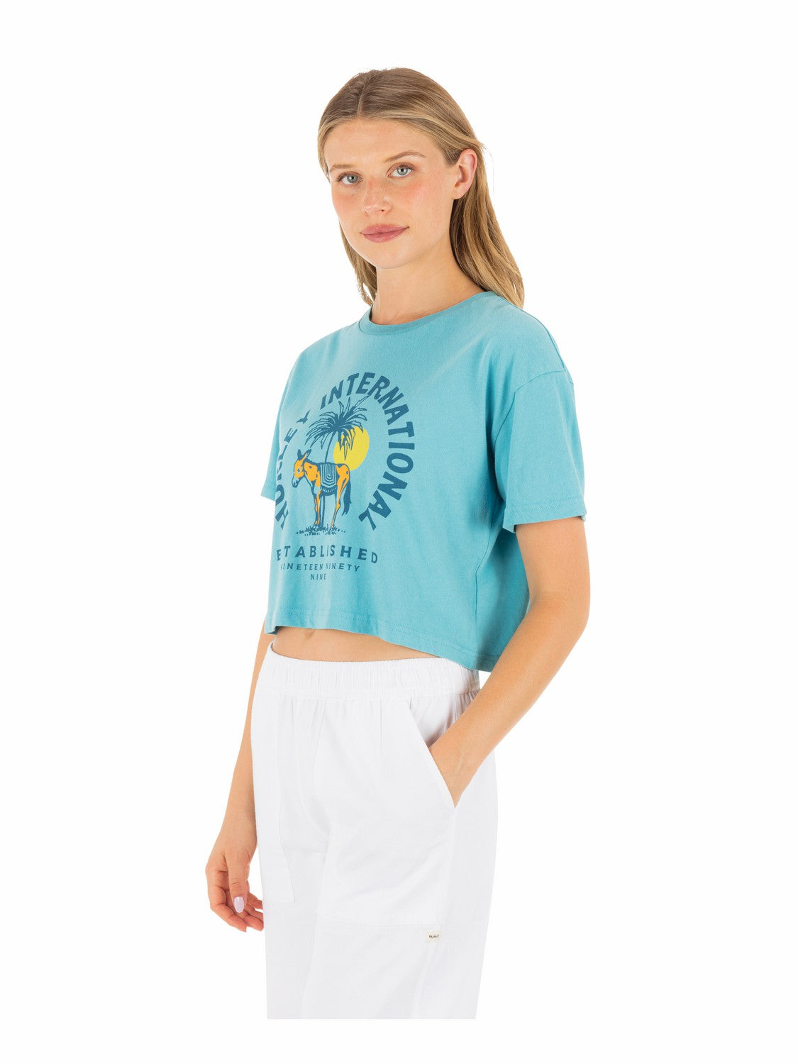 Burro Boxy Crop Tee Maui Blue - Hurley