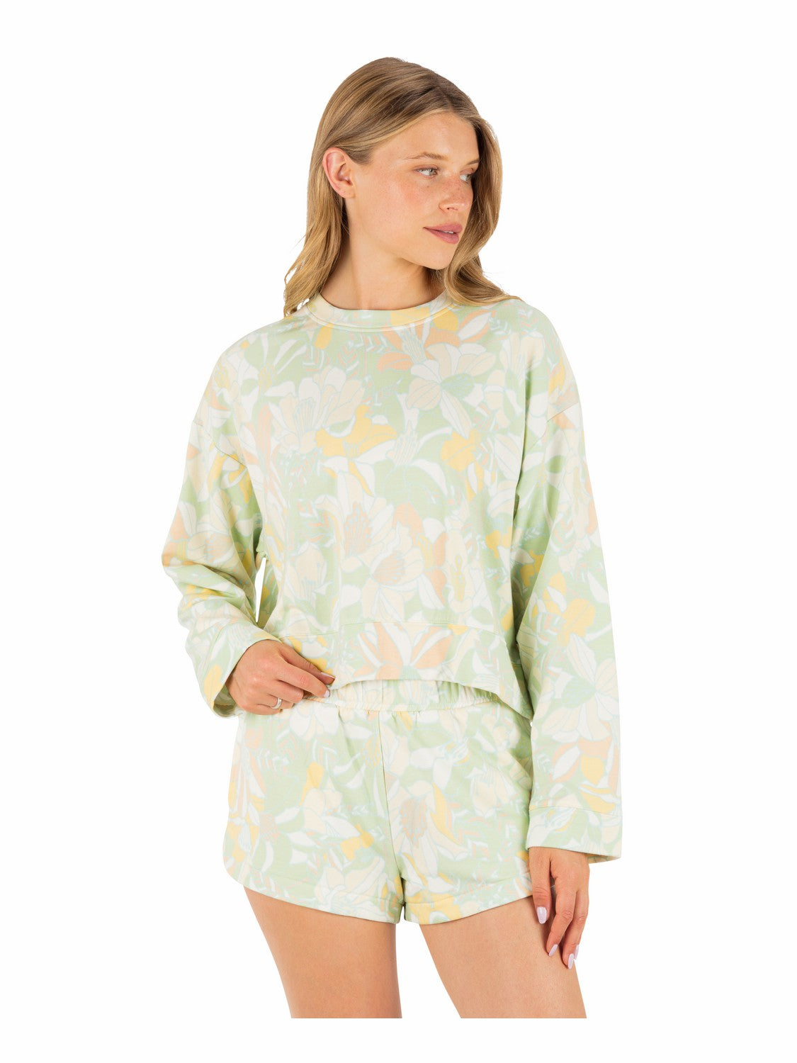 Safari Floral Boxy Crew Spray - Hurley