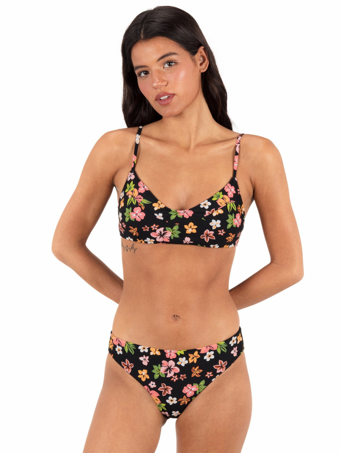 Max Hibiscus Dream Bralette Black Floral - Hurley