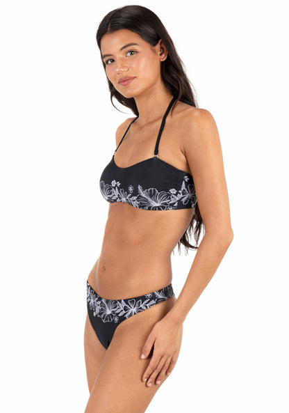 Tropical Blooms Bandeau Black / White - Hurley