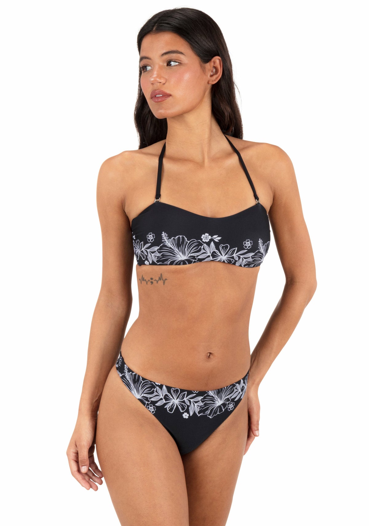 Tropical Blooms Tanga Bottom Black / White - Hurley