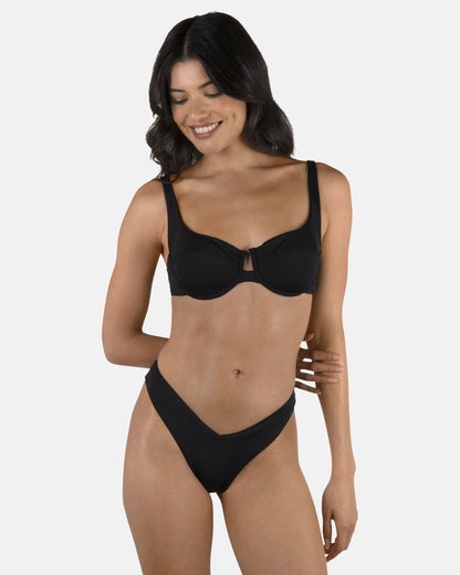 Solid V Front Skimpy Black - Hurley