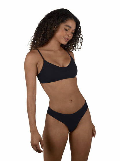 Max Solid Mid Rise Cheeky Bottom Black - Hurley