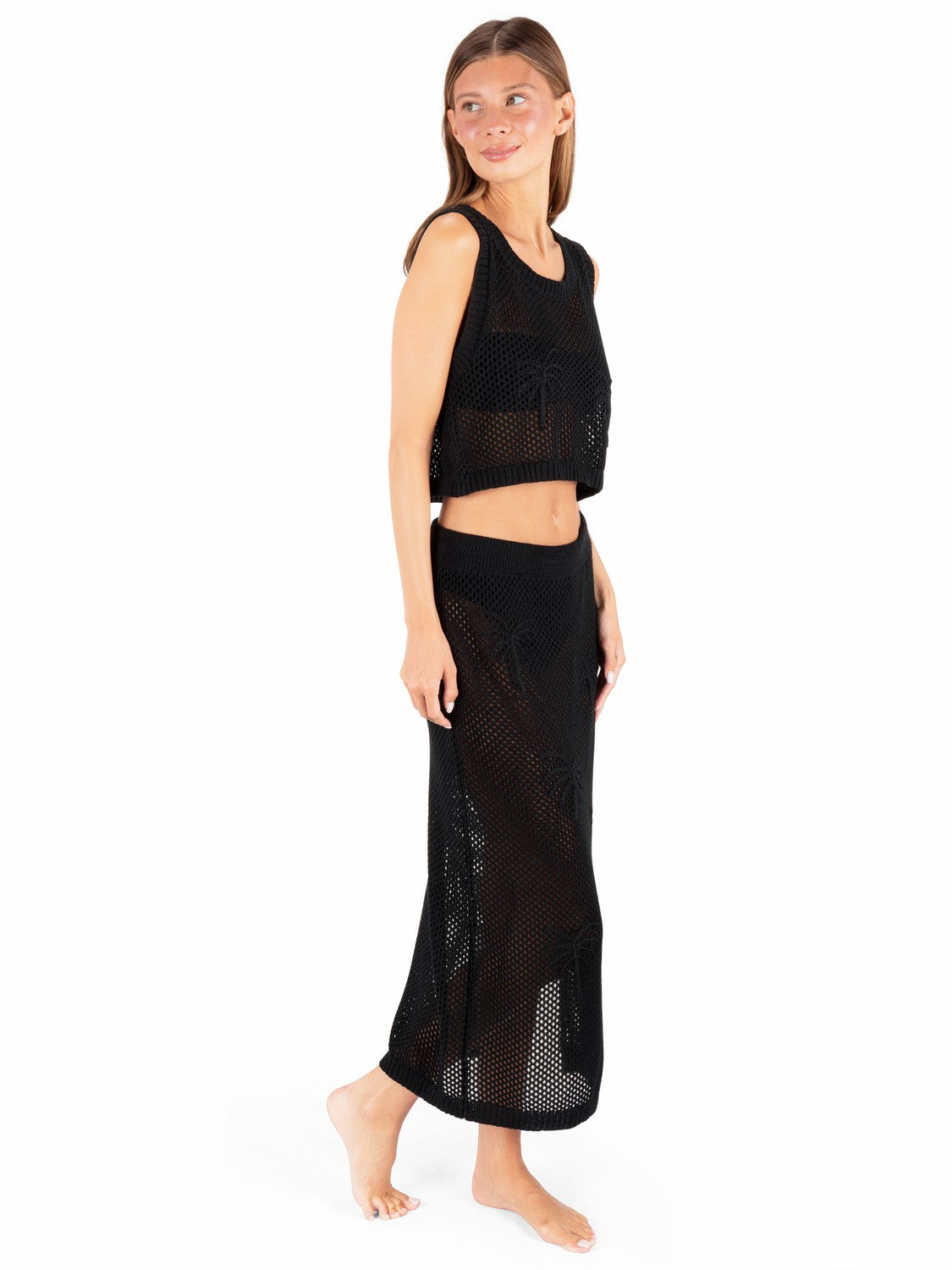 Embroidered Crochet Jacquard Tank Black - Hurley