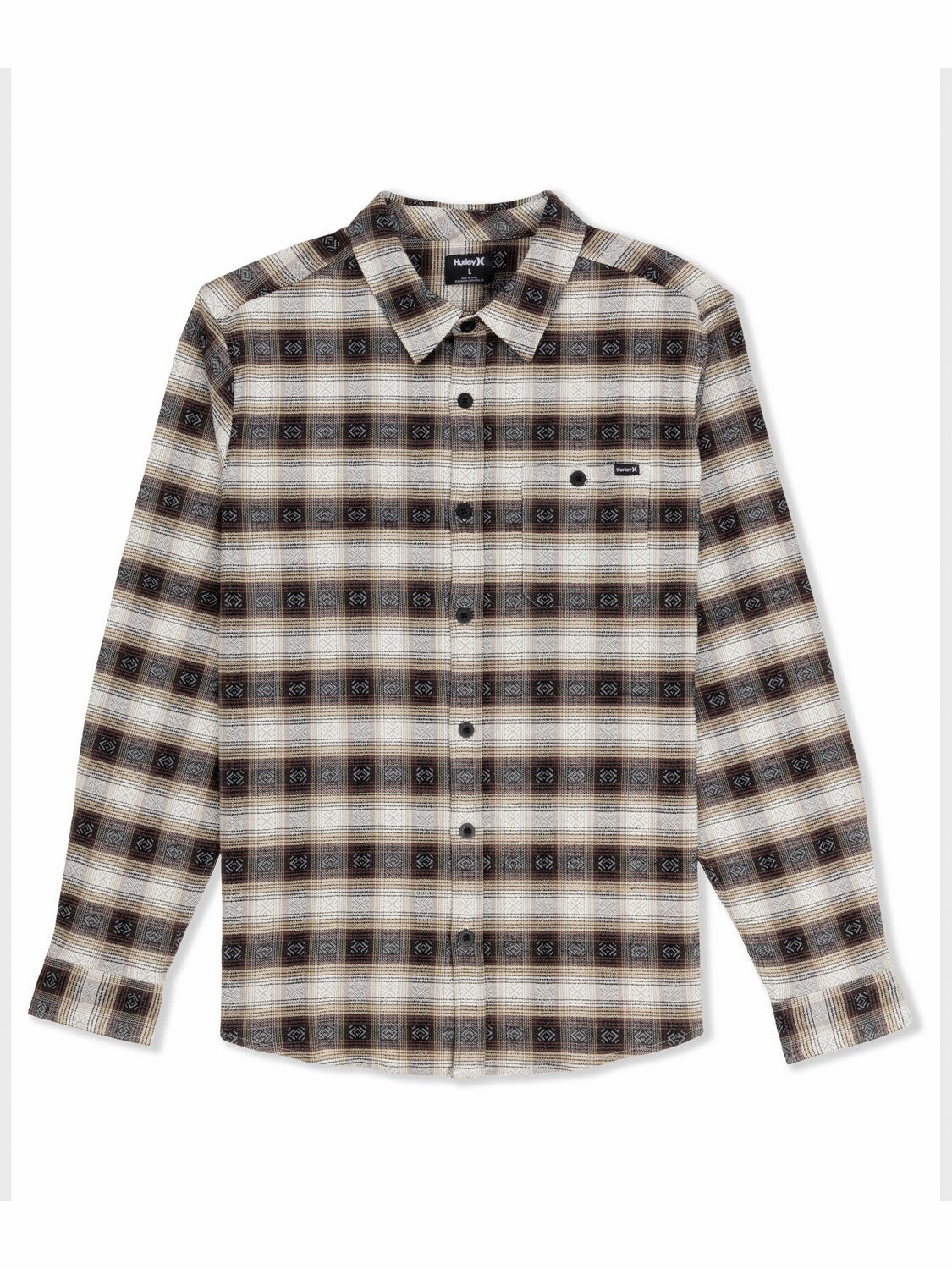 Portland Stretch Flannel Long Sleeve Black - Hurley