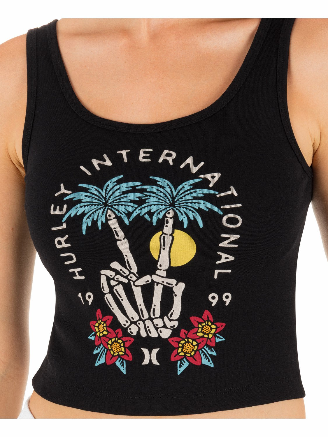 Peacebone Scoop Crop Tank Black - Hurley