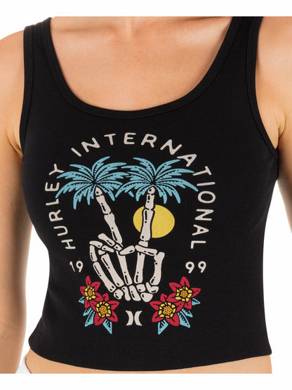 Peacebone Scoop Crop Tank Black - Hurley