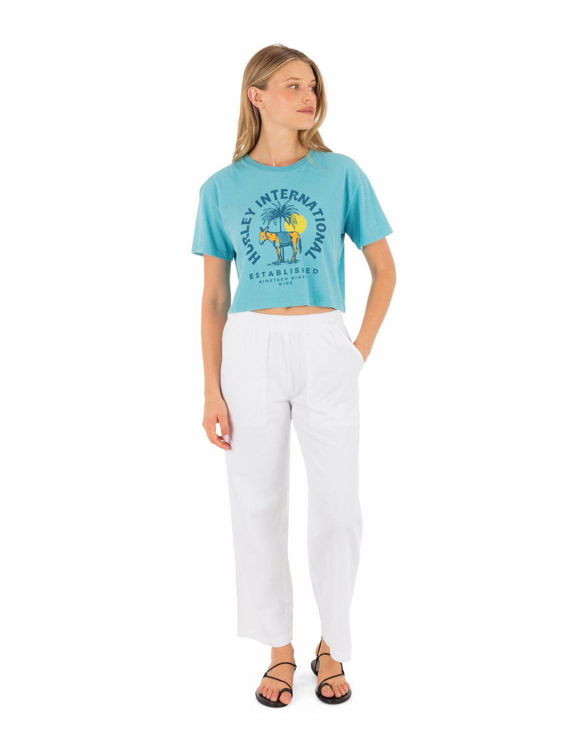 Burro Boxy Crop Tee Maui Blue - Hurley