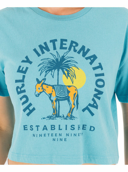 Burro Boxy Crop Tee Maui Blue - Hurley