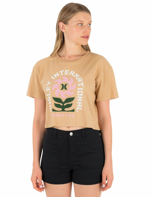 Blossom Boxy Crop Tee Tan - Hurley