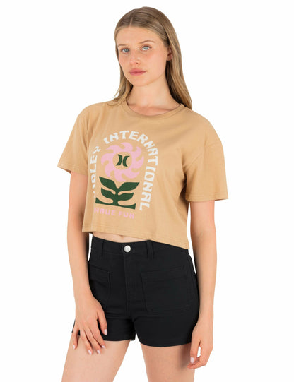 Blossom Boxy Crop Tee Tan - Hurley