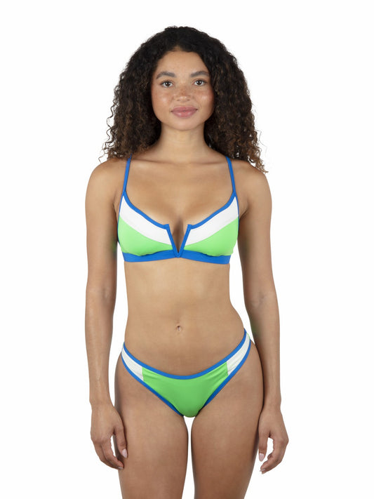 Summer Block V Wire Bralette Bikini Top Imperial Blue / Grass Green - Hurley
