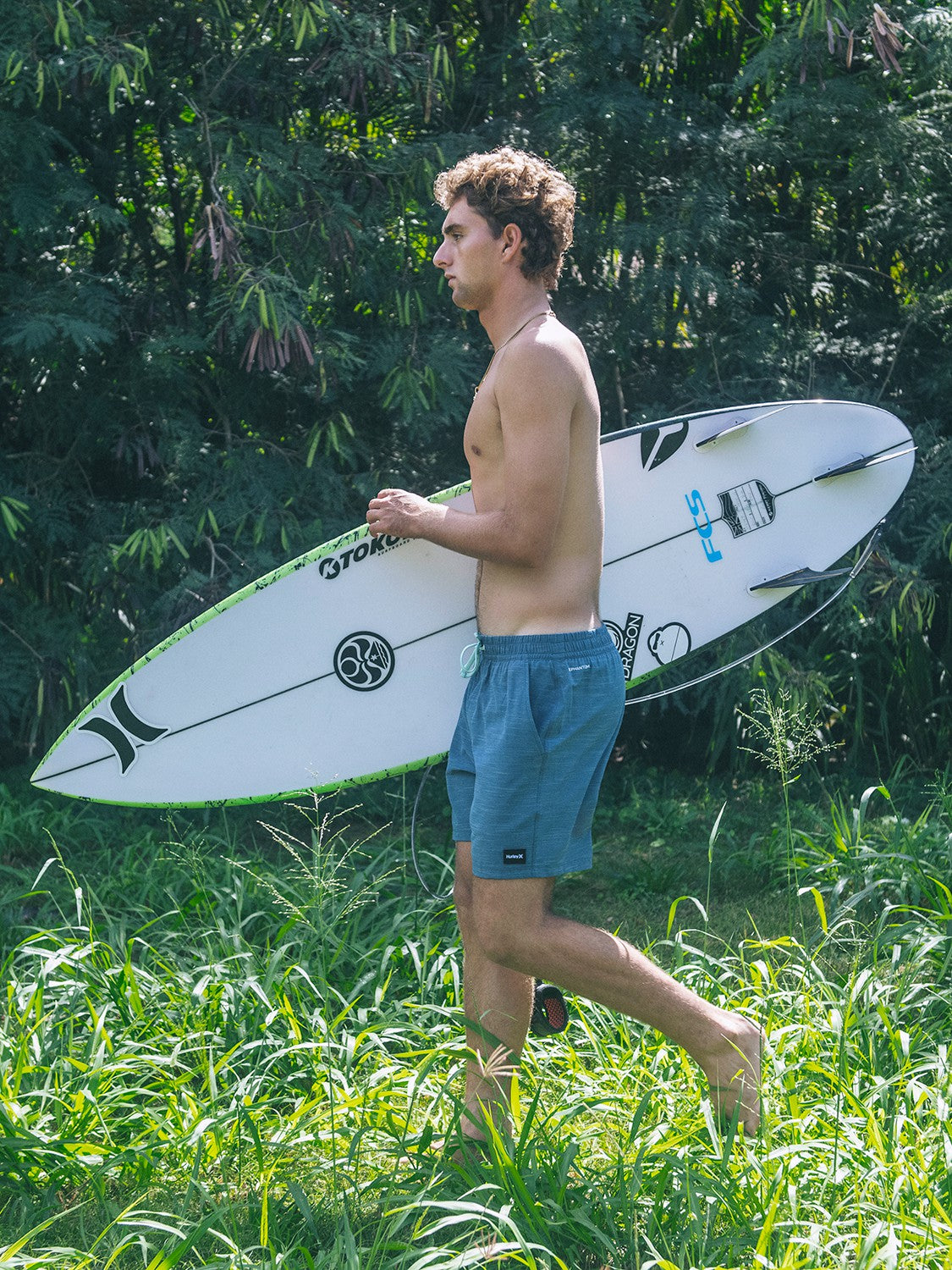 Phantom Eco Slub Lined Volley Boardshort 17" Grey Teal - Hurley