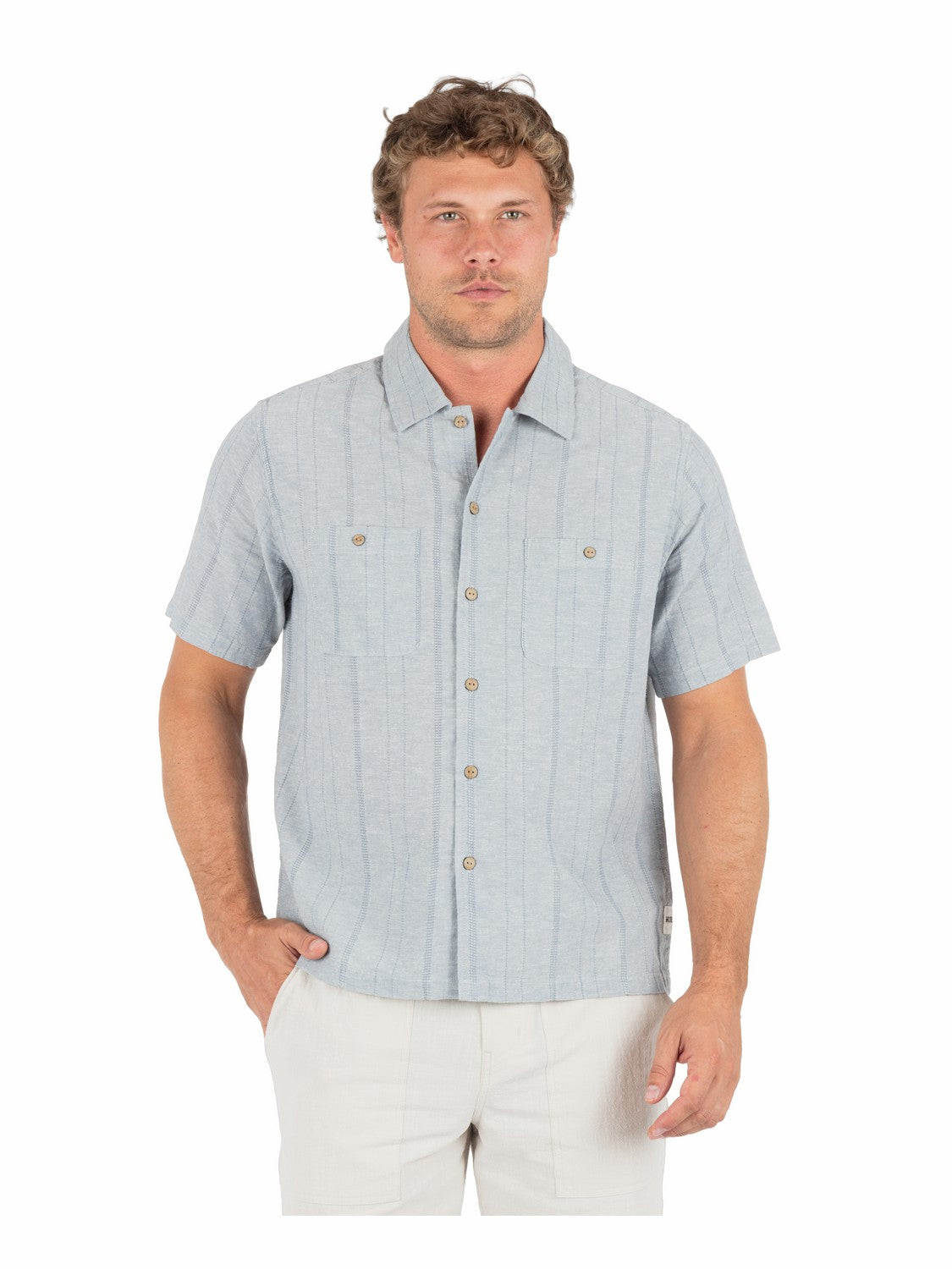 Hemp Malibu Short Sleeve Worker Blue - Hurley