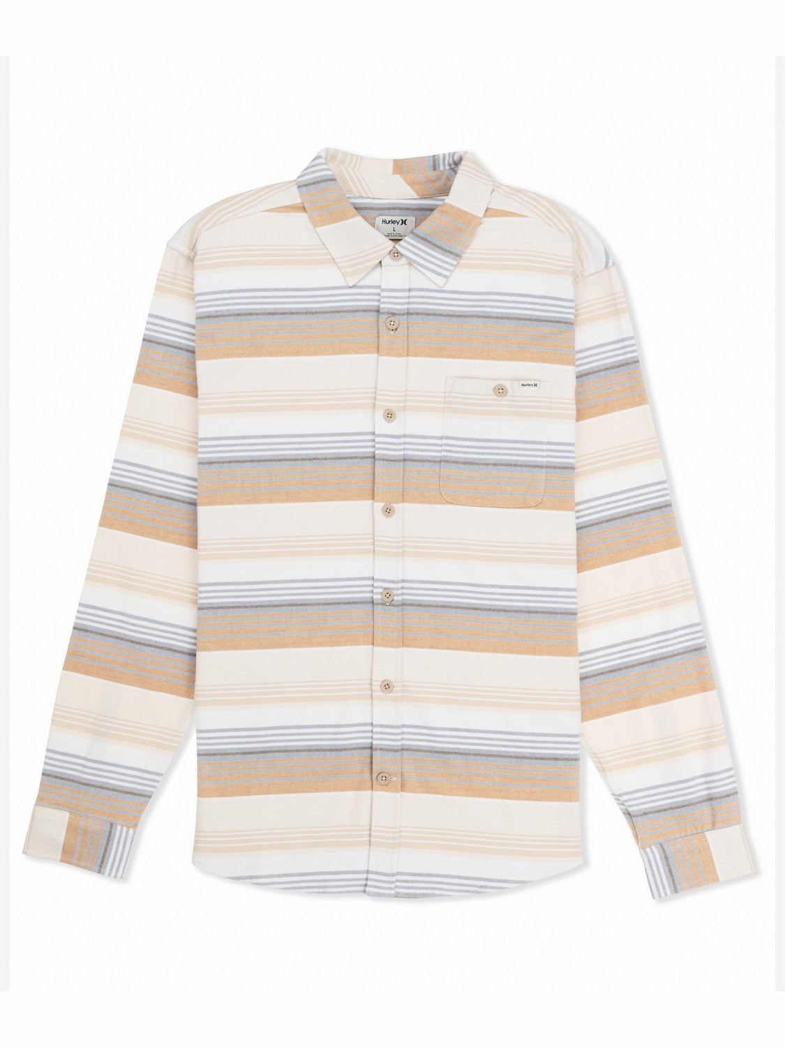 Portland Stripe Stretch Flannel Long Sleeve White - Hurley