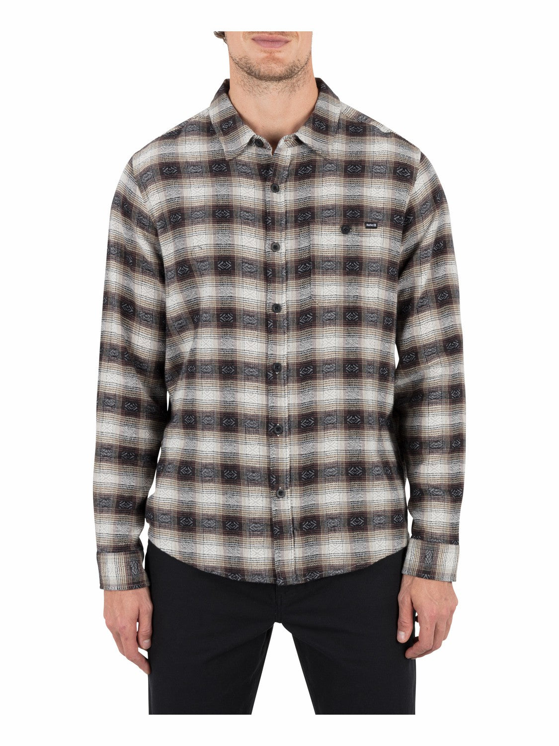 Portland Stretch Flannel Long Sleeve Black - Hurley