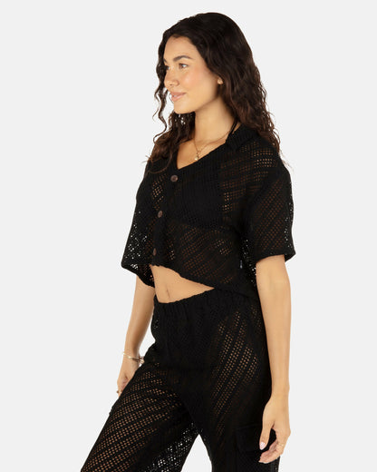 Crochet Camp Shirt Black - Hurley