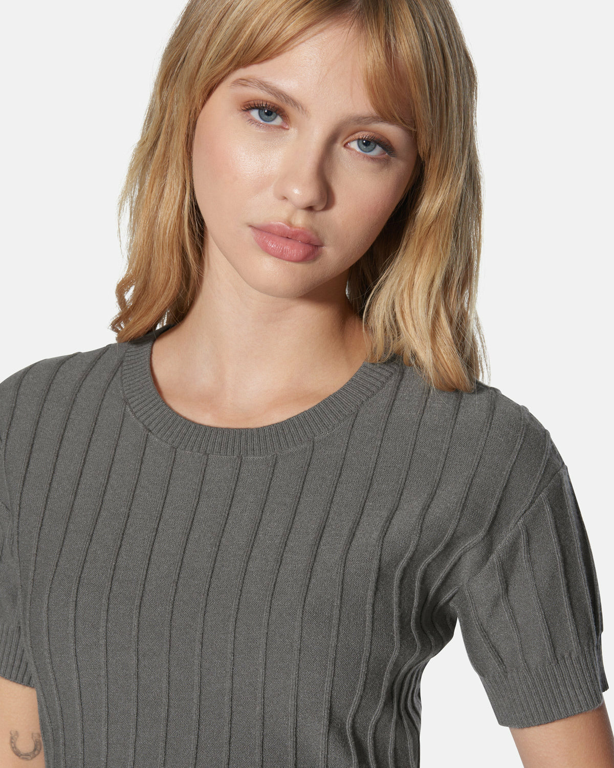 Daylight Short Sleeve Sweater Top Charcoal Gray - Hurley