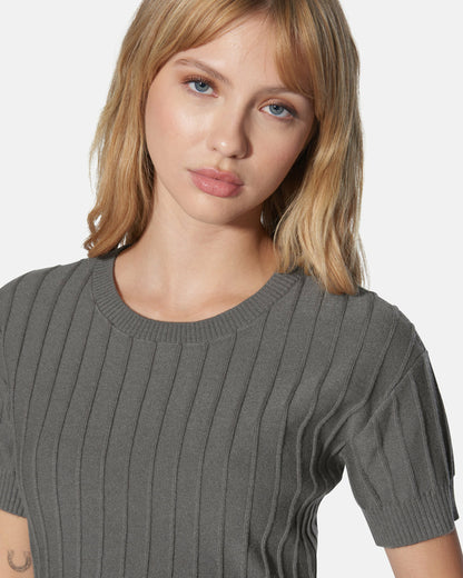 Daylight Short Sleeve Sweater Top Charcoal Gray - Hurley