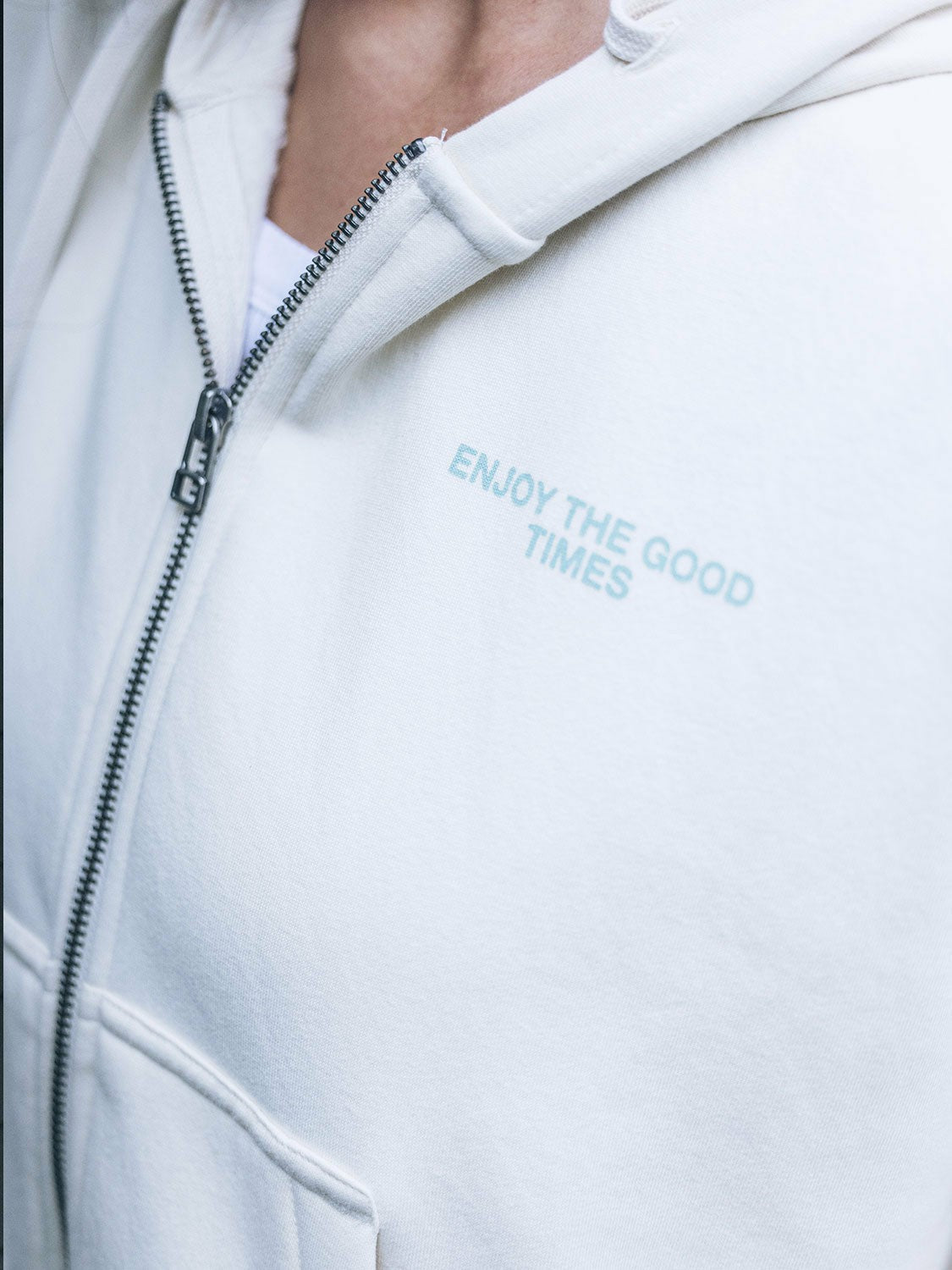 Enjoy The Good Crop Zip Hoodie Off White - Hurley