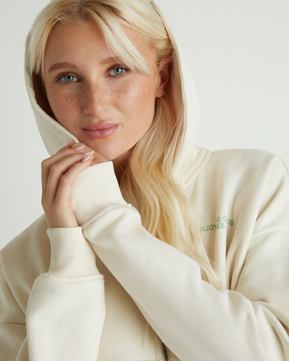 Enjoy The Good Crop Zip Hoodie Off White - Hurley