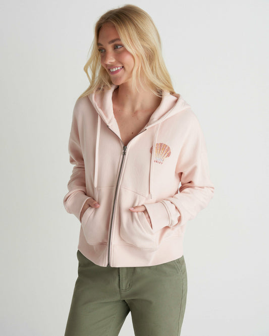 Shell Yeah Crop Zip Hoodie Seashell Pink - Hurley