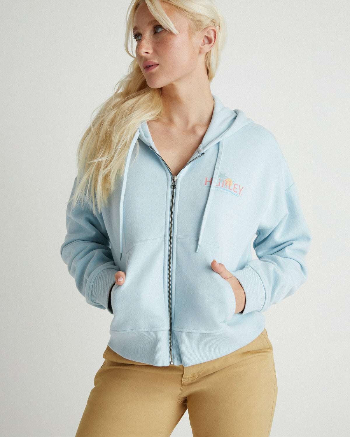 Coastline Crop Zip Hoodie Skyway - Hurley