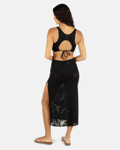 Ulu Leaf Midi Skirt Black - Hurley